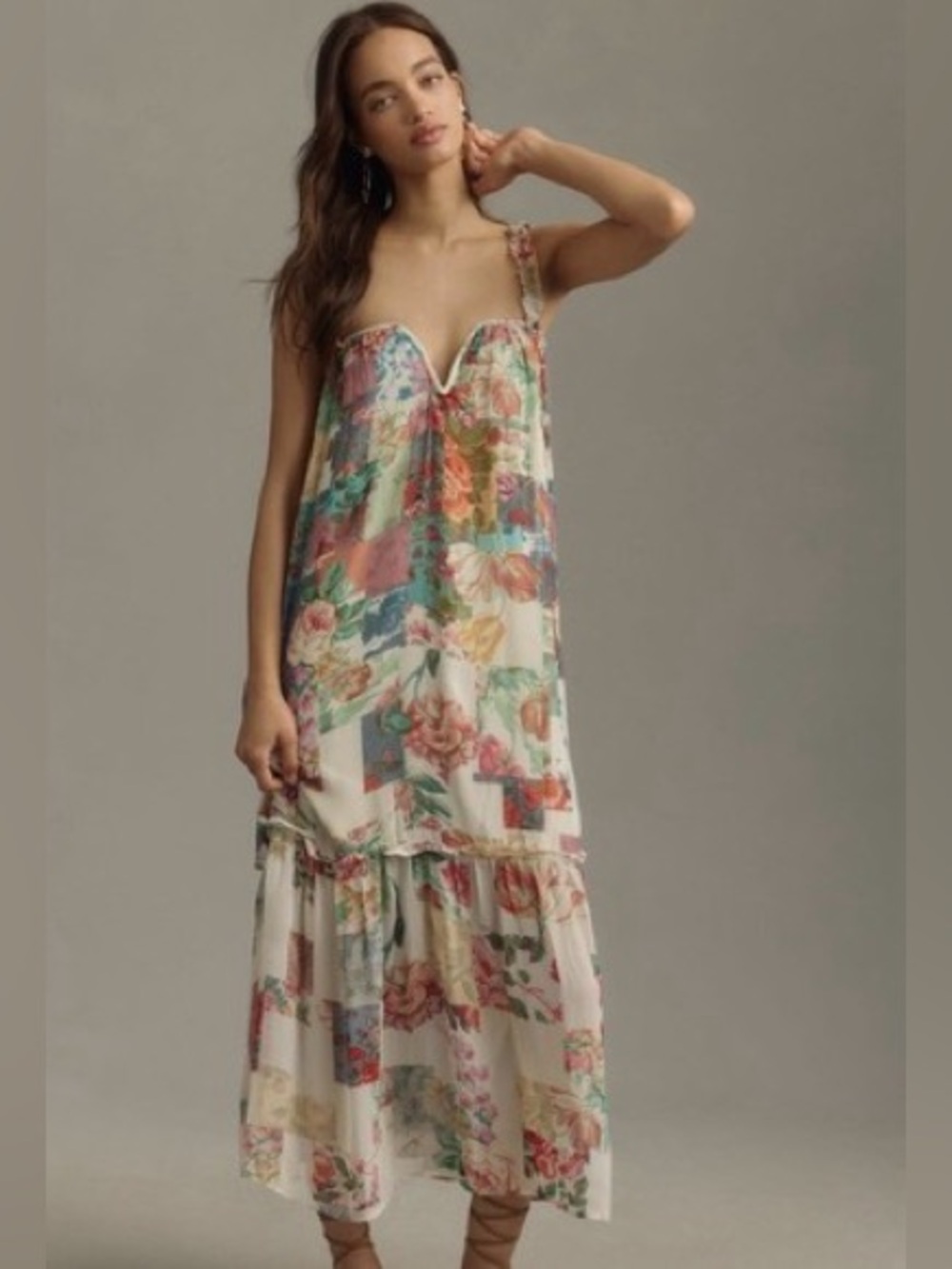 By Anthropologie Chiffon Shift Midi Dress Size Small